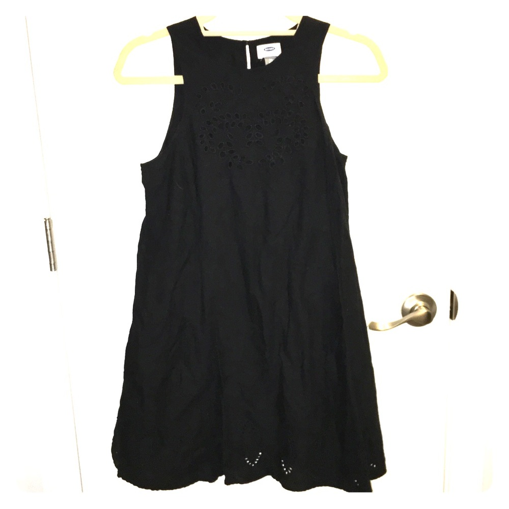 Old Navy Swing Eyelet Crepe Dress Black XSP